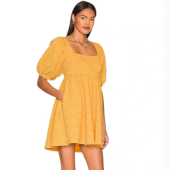 Free People | Dresses | Free People Violet Puff Sleeve Mini Dress In Orange  | Poshmark